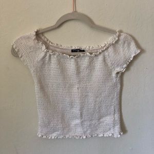 Brandy Melville White Ripped Crop Top